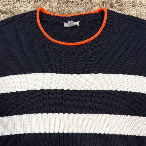 T by Talbots rolled crew neck Navy White Stripe nautical sweater size small - Picture 4 of 10
